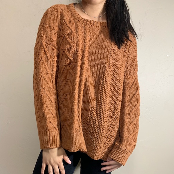 SHEIN Sweaters - asymmetrical brown knit sweater